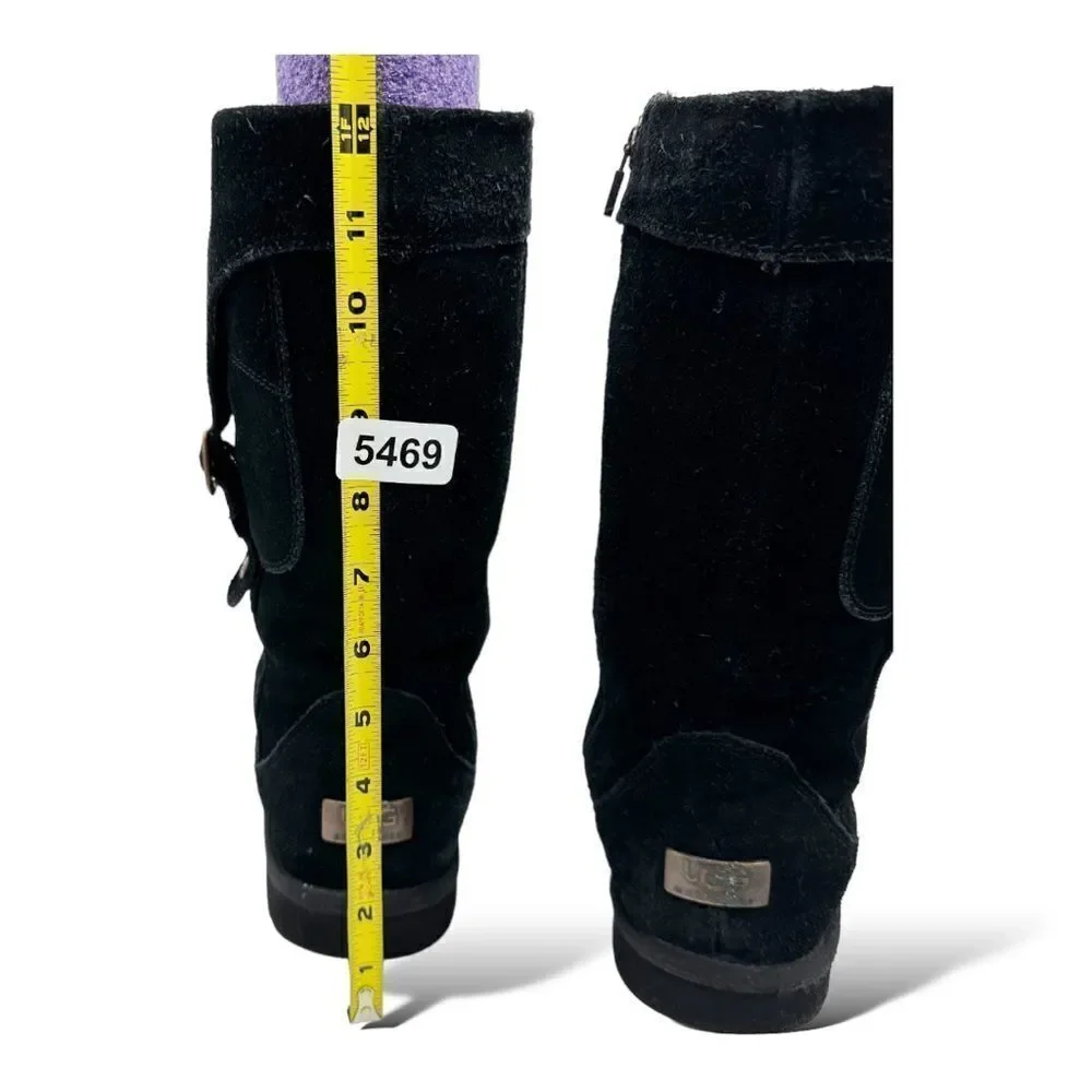 Ugg Tall boots with side pockets and buckles black suede size 6‎ EU 35